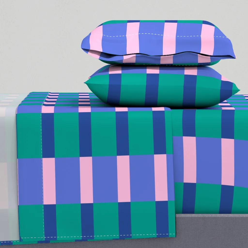Bright Pastels Color Block Geometric Twin Sheet Set - Teal product
