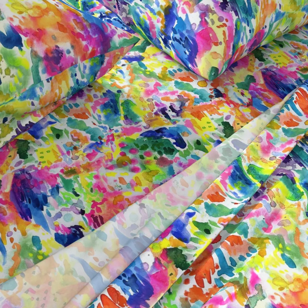 Bright Rainbow Watercolor Abstract Twin Sheet Set - Pink alternate view
