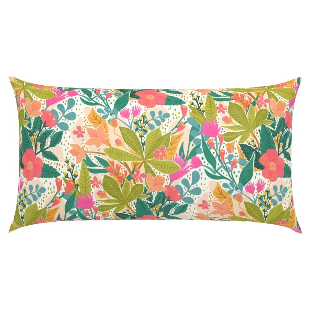 Bright Summer Wild Bohemian Jungle Floral King Pillow Sham - Pink product