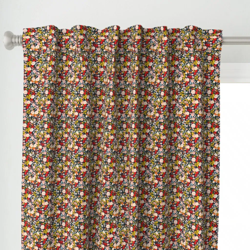 Bright & Tiny Sweet Curtain Panel - Dark Blue alternate view