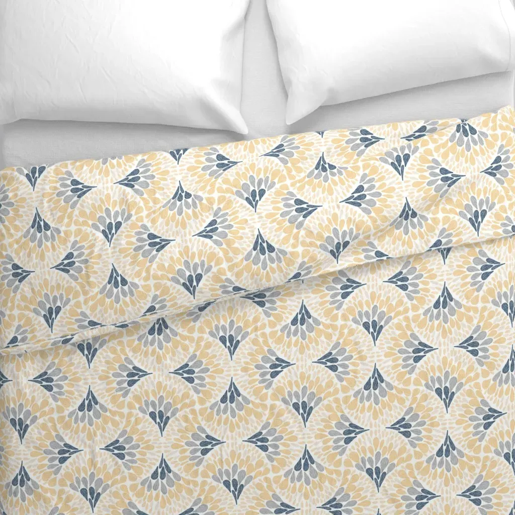 Bright Whimsical Scallops Duvet Cover - Pale Yellow alternate view