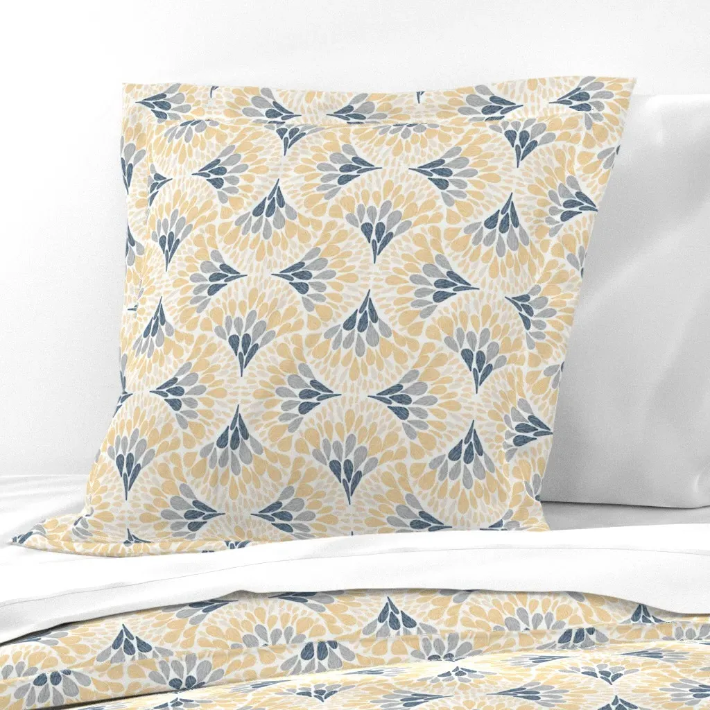 Bright Whimsical Scallops Euro Pillow Sham - Pale Yellow product