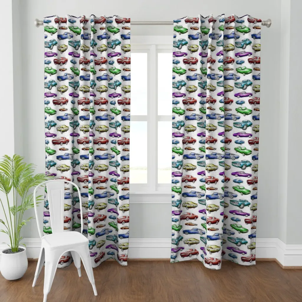 Brighter Muscle Cars Curtain Panel - Off-White product