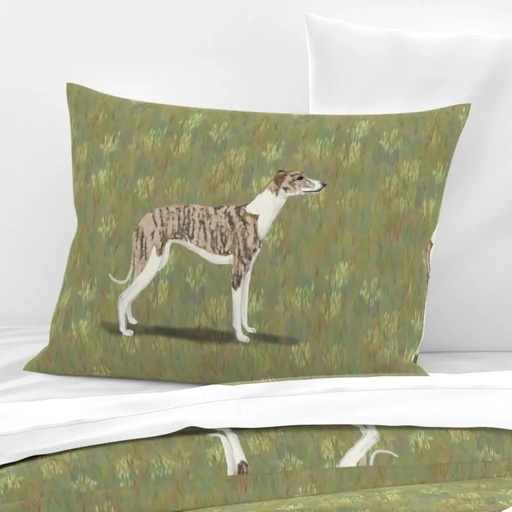 Brindle Whippet Standard Pillow Cover - Brown, Cotton Sateen product