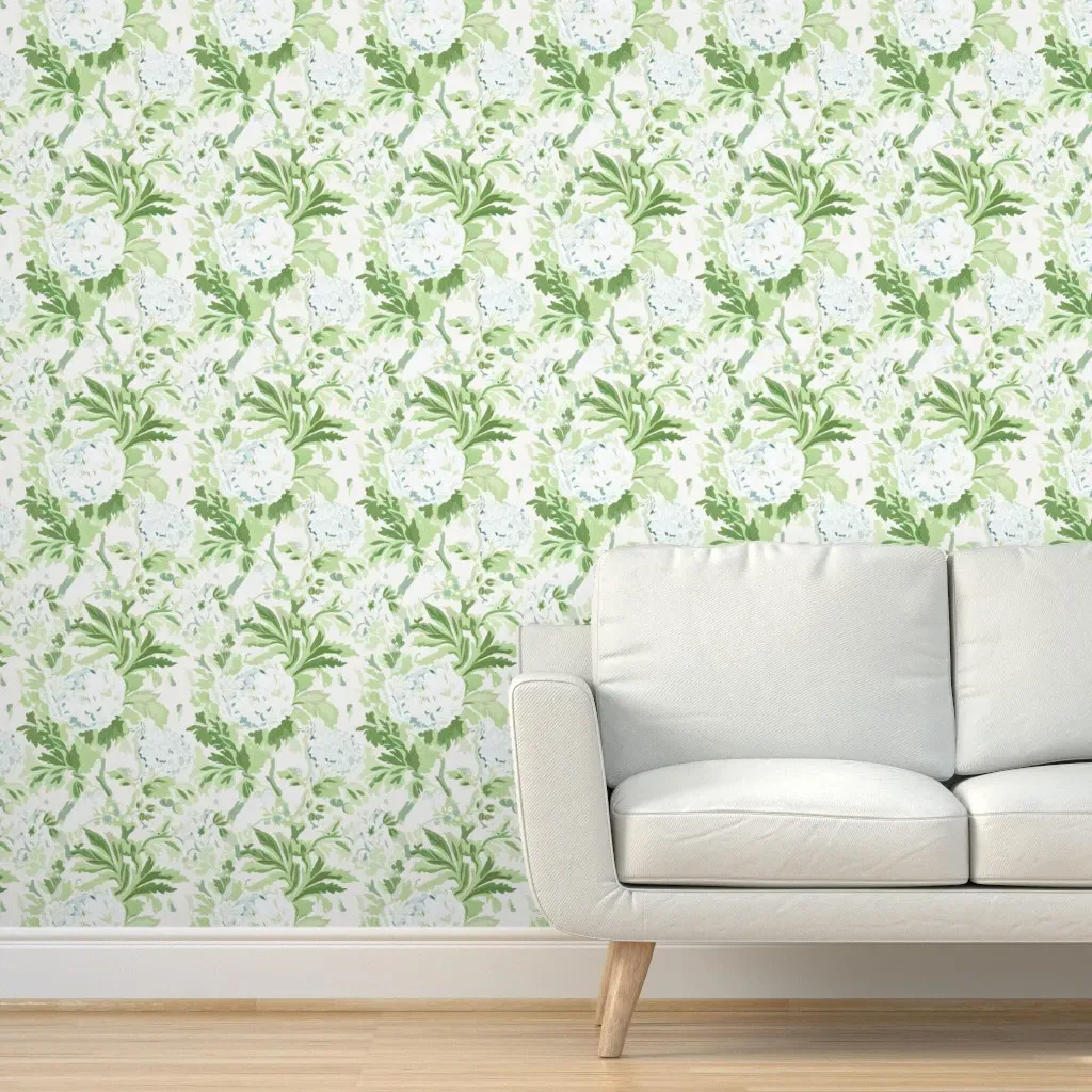 British Enigma Peel and Stick Wallpaper - Celadon Green, Silver product