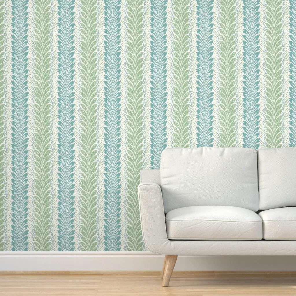 British Feather Reverse Peel and Stick Wallpaper - Aqua Green product