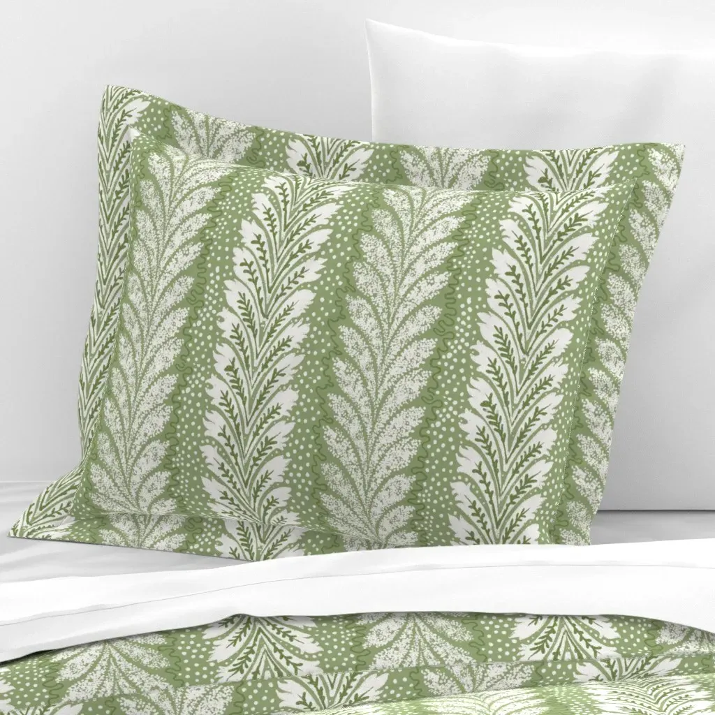 British Feather Standard Flanged Pillow Sham - Grass Green, Cotton Sateen product