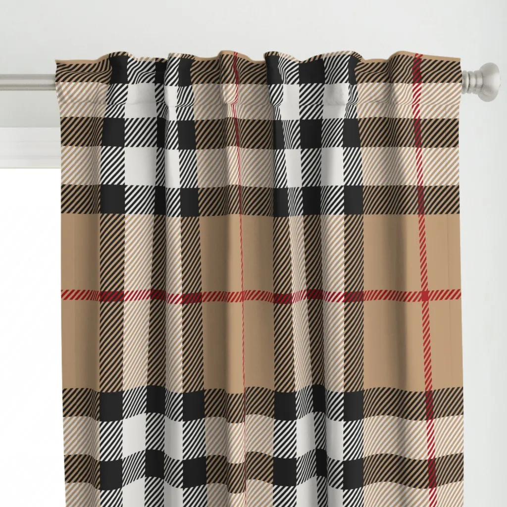 British Heritage Plaid Curtain Panel - Tan alternate view
