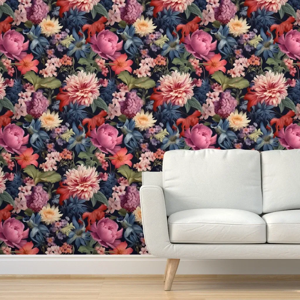 British Moody Floral Peel and Stick Wallpaper - Pink product