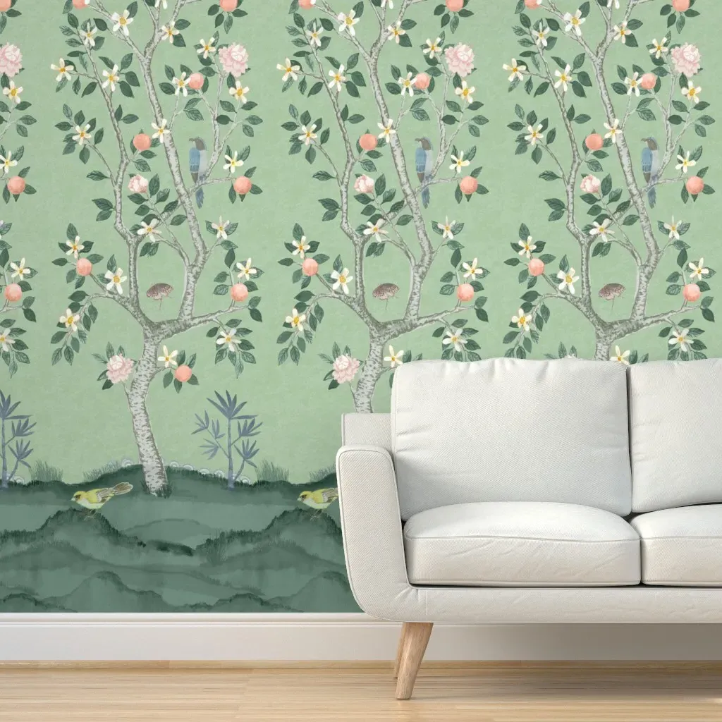 Brittany Citrus Grove Panel D Peel and Stick Wallpaper - Pale Green product