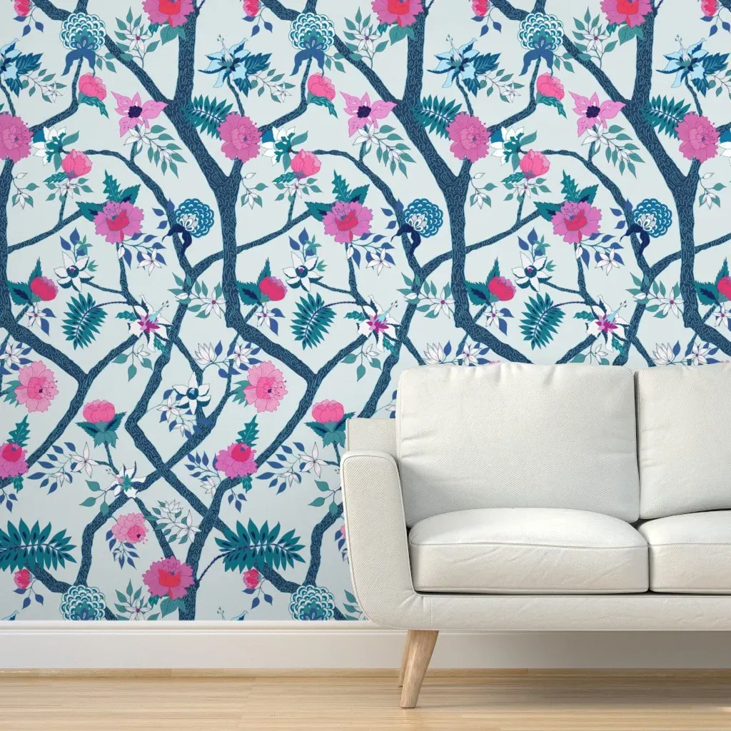 Brittany Peony Branch Peel and Stick Wallpaper - Pink product