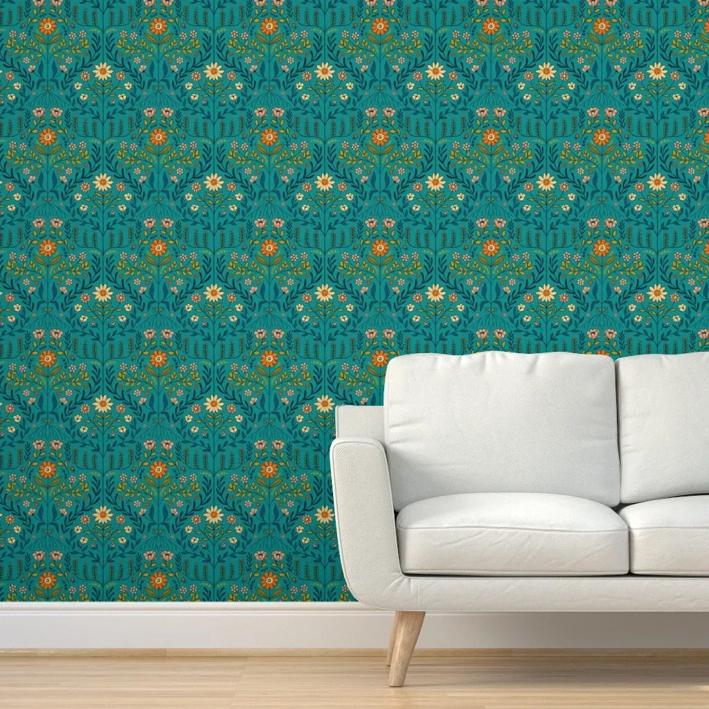 Brittany Small Peel and Stick Wallpaper - Turquoise product