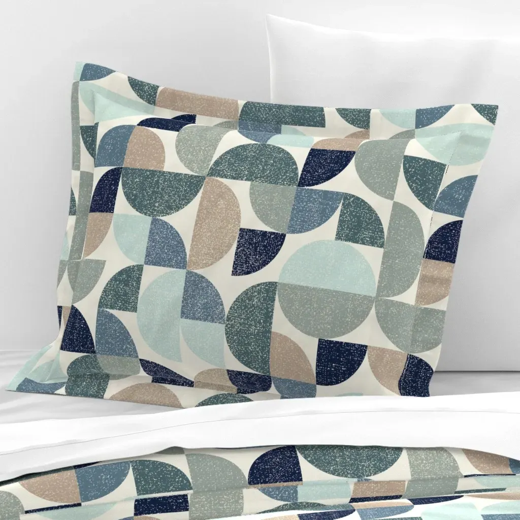Brittanylane Mid Century Circle Standard Flanged Cushion - Dusty Blue, Cotton Sateen product