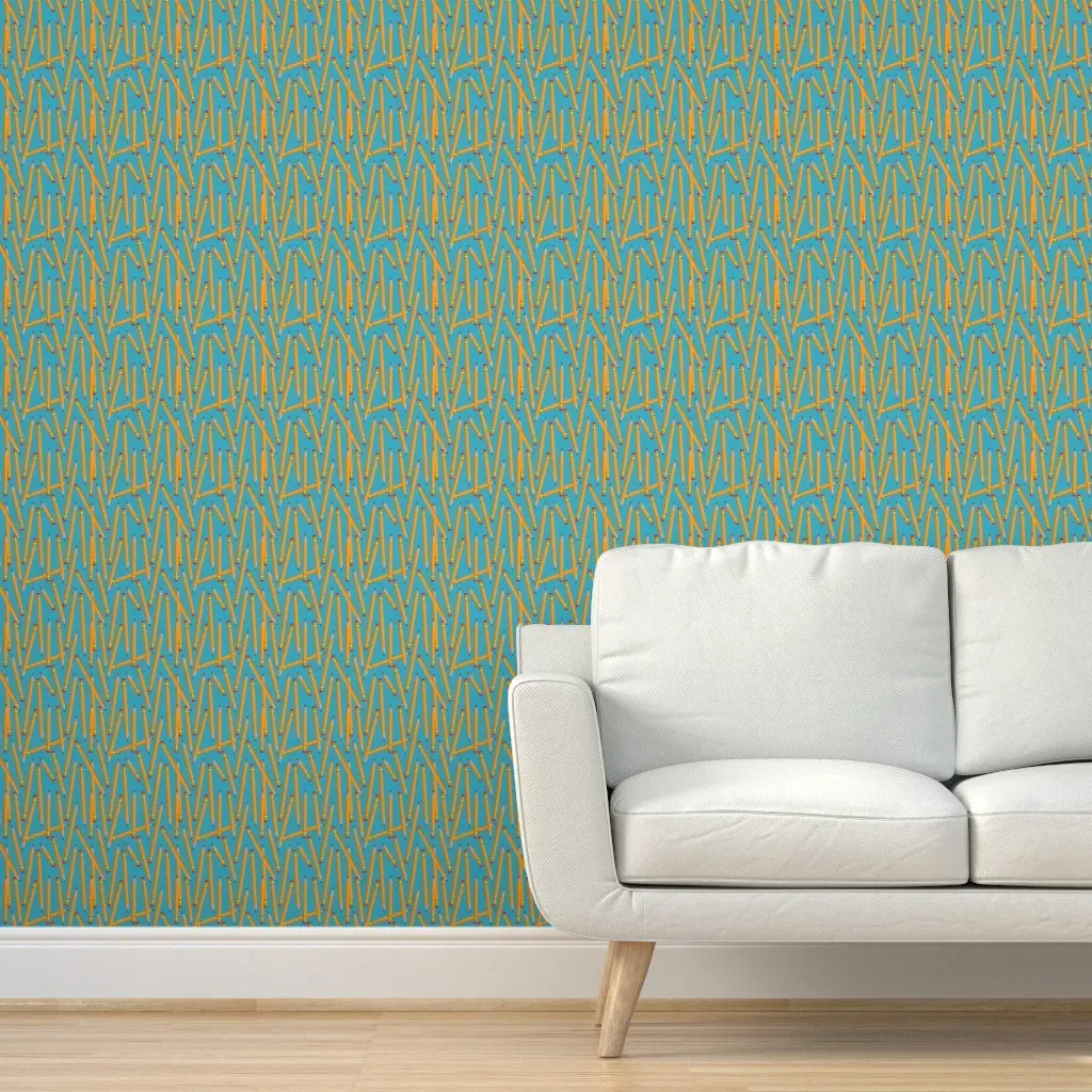 Brittanylane Sharpened Pencils Peel and Stick Wallpaper - Yellow product