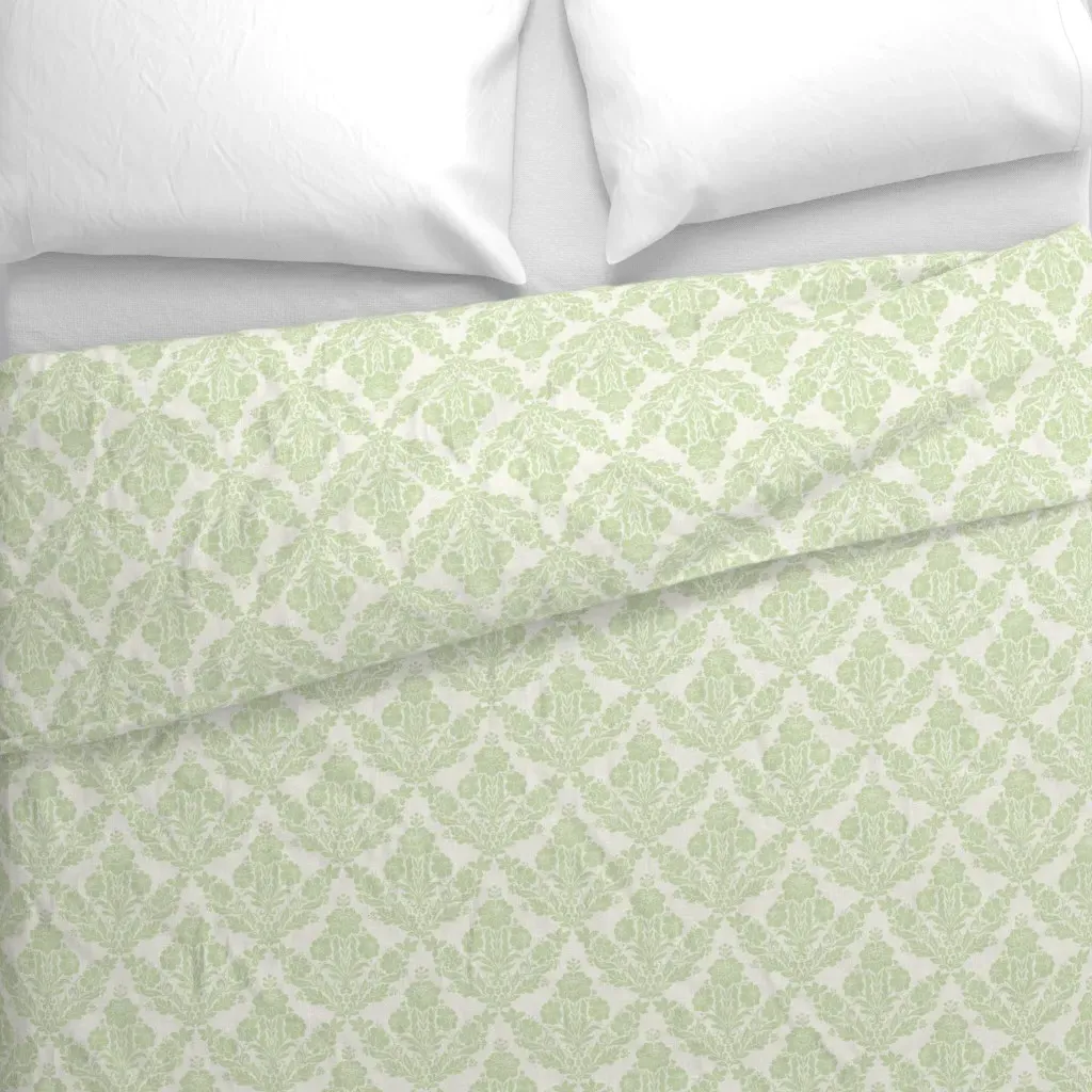 Brocade Regency Damask Duvet Cover - Pale Green alternate view