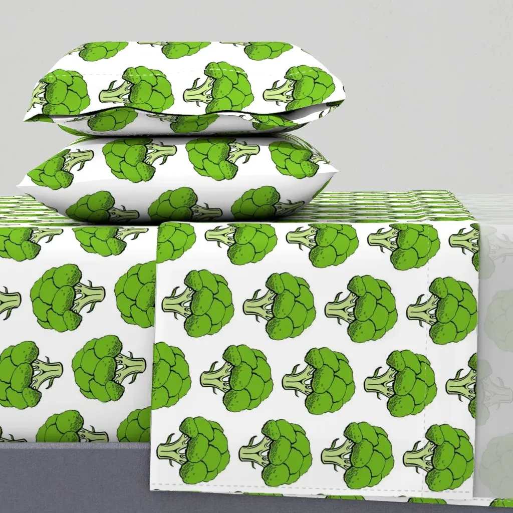 Broccoli Twin Sheet Set - Green product