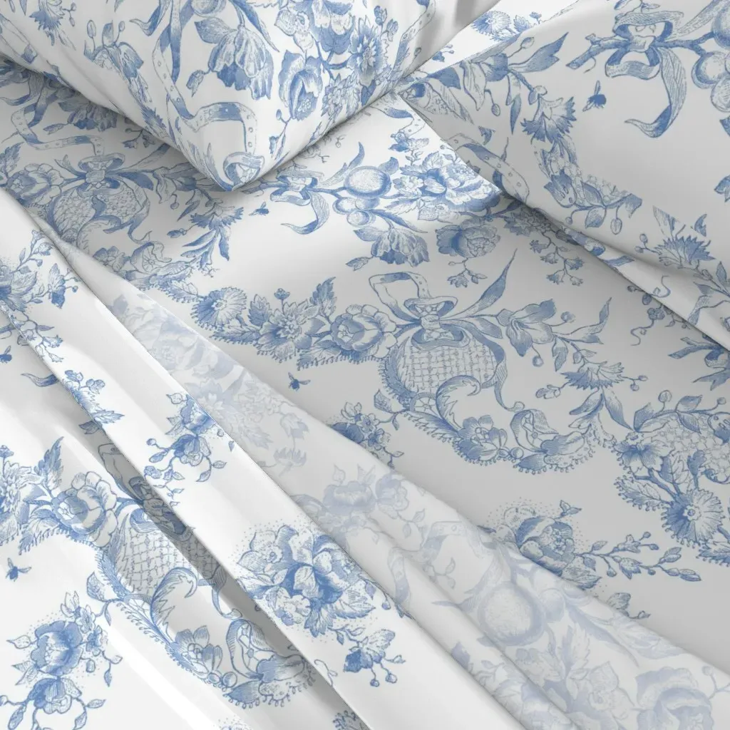 Bronwyn Toile Blueberry King Size Sheet Set - Light Blue alternate view