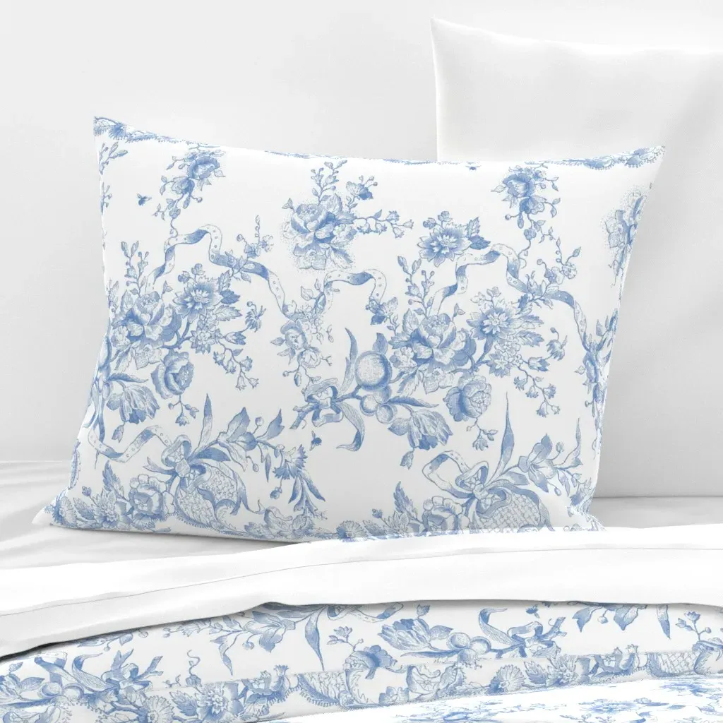 Bronwyn Toile Standard Knife Edge Pillow - Light Blue, Cotton Sateen product