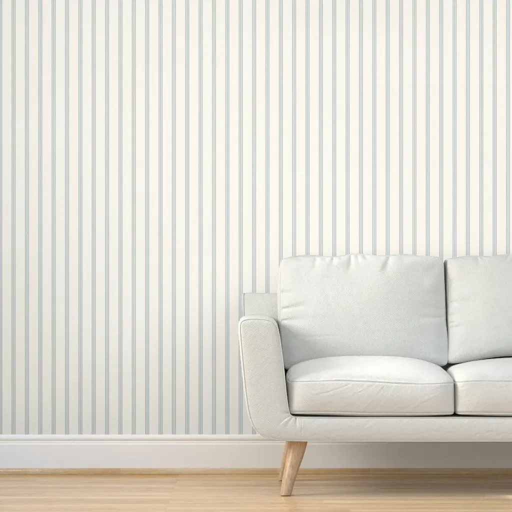 Brooks Ticking Stripe Peel and Stick Wallpaper - Dusty Blue product