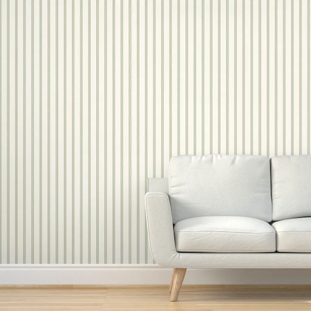 Brooks Ticking Stripe Peel and Stick Wallpaper - Sage Green product