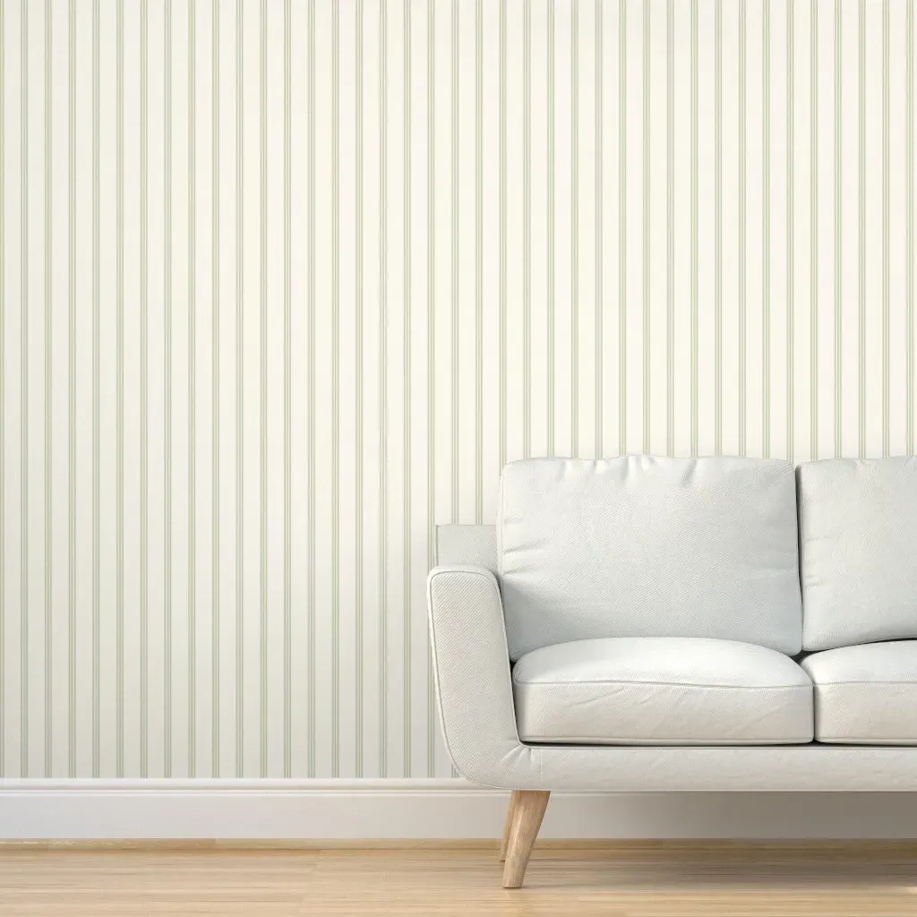 Brooks Ticking Stripe Peel and Stick Wallpaper - Sage Green product