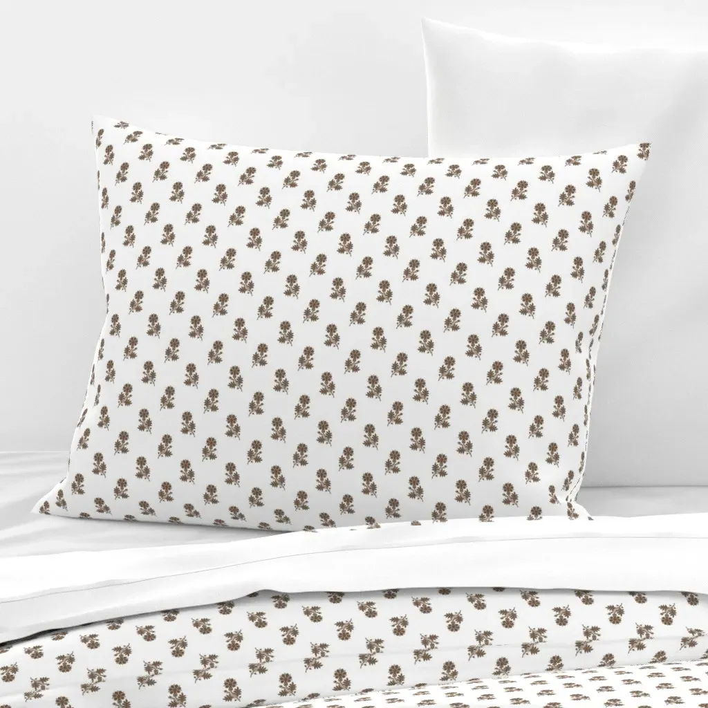 Brown Flowers Standard Knife Edge Cushion Cover - Brown, Cotton Sateen product
