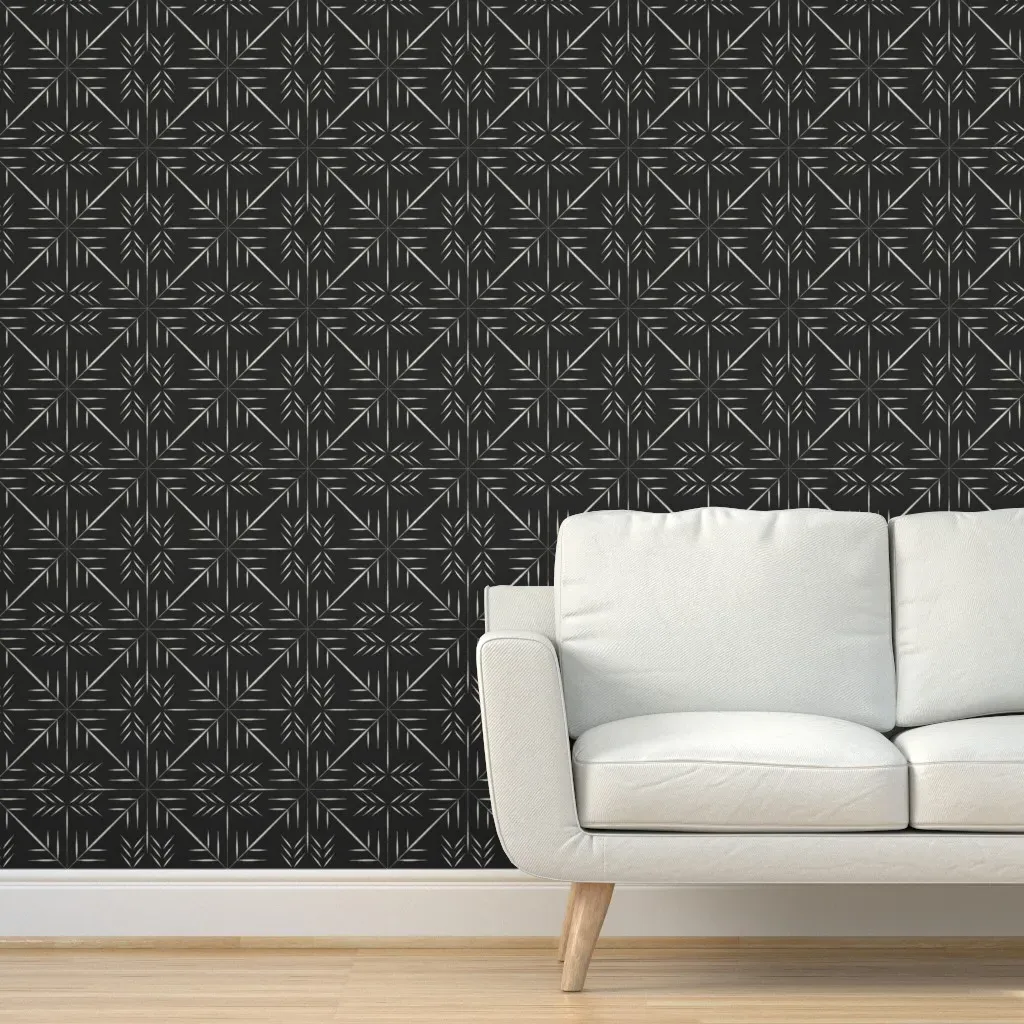 Brush Stroke Geo Peel and Stick Wallpaper - Black, White product