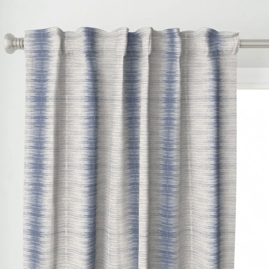 Brush Stroke Stripe Denim Curtain Panel - Dusty Blue alternate view