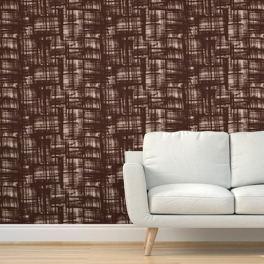 Brushed Plaid Peel and Stick Wallpaper - Dark Brown product