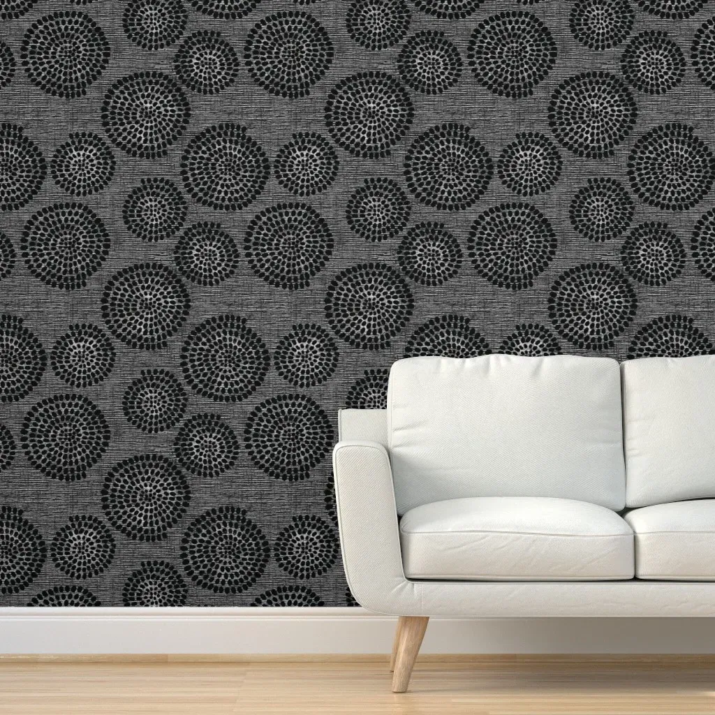 Brushstrokes Crop Circles Peel and Stick Wallpaper - Black product