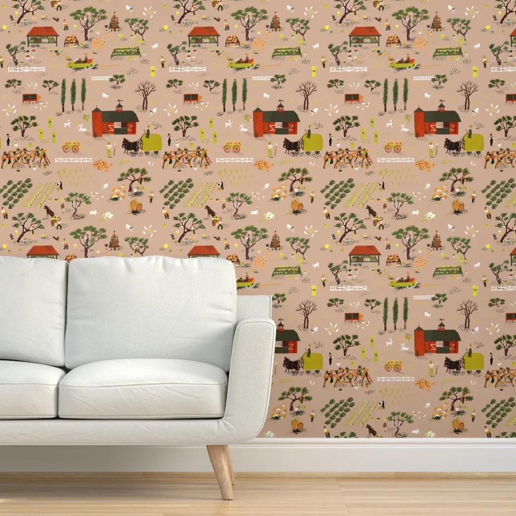 Brushwood Center Peel and Stick Wallpaper - Dusty Rose product