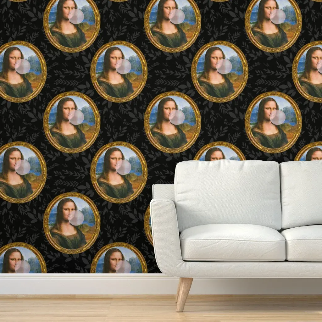 Bubble Gum Mona Peel and Stick Wallpaper - Black, Gray product