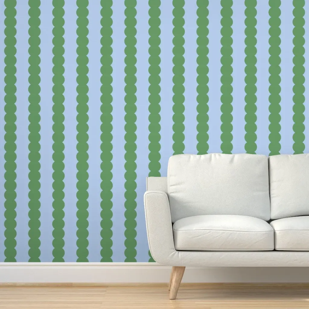 Bubble Scallop Stripes Peel and Stick Wallpaper - Sage Green product