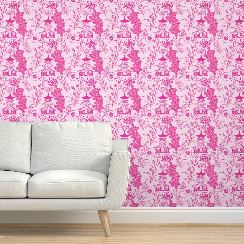 Bubblegum Chinoiserie Peel and Stick Wallpaper - Removable product