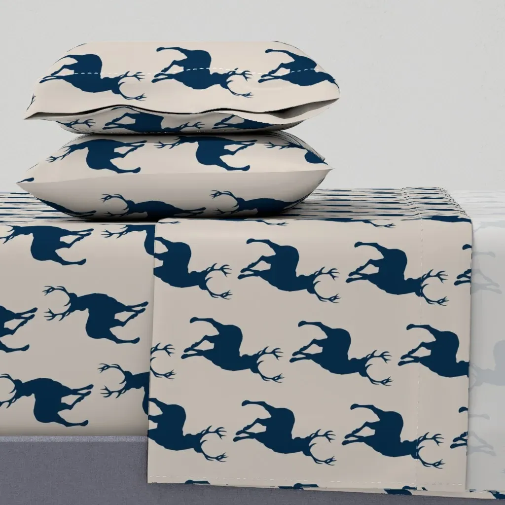 Buck Cottonwood Woodland King Size Sheet Set - Navy Blue product
