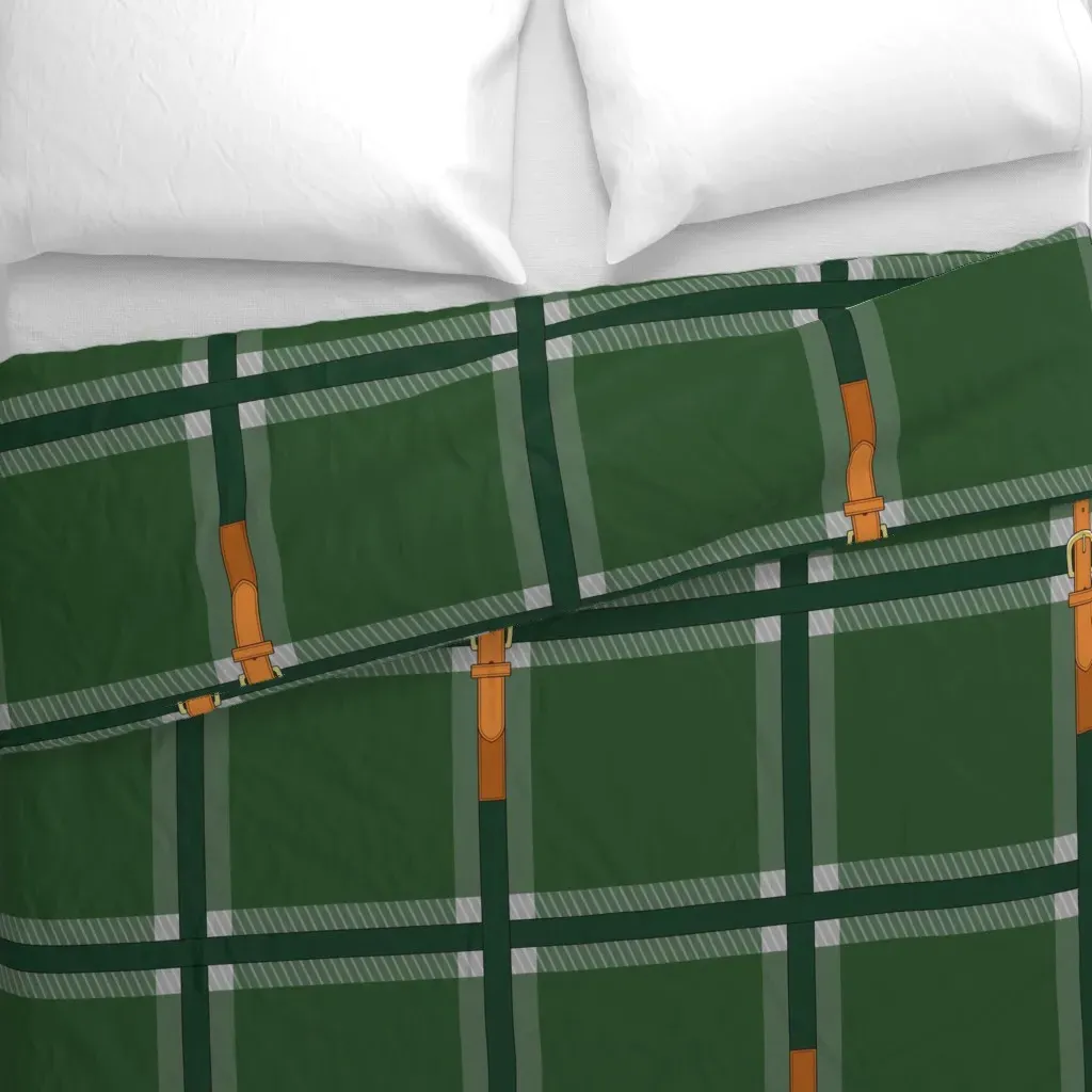 Buckle & Plaid Duvet Cover - Green alternate view