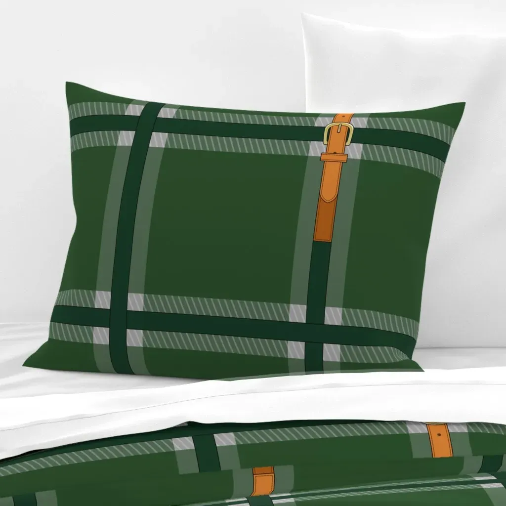 Buckle & Plaid Standard Knife Edge Cushion Cover - Green, Cotton Sateen product