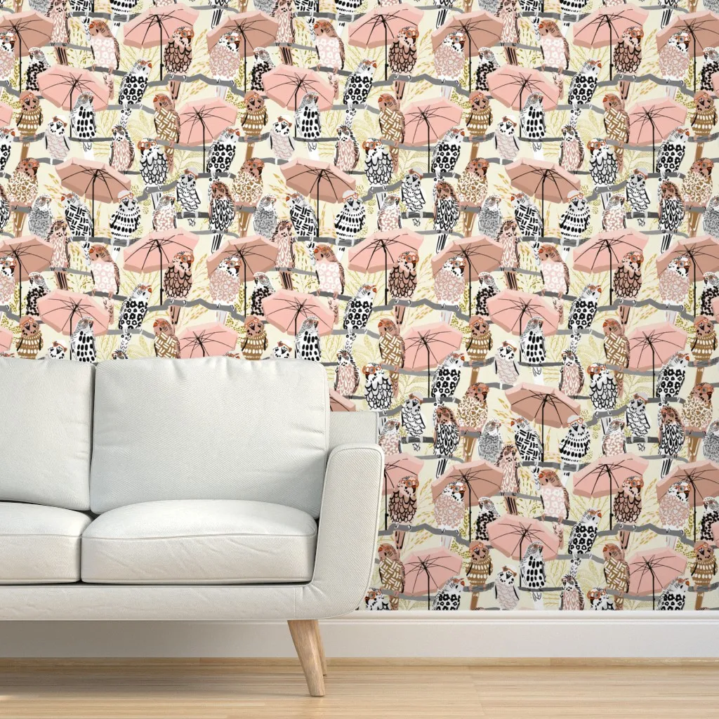 Budgie On Vacation Peel and Stick Wallpaper - Cream White product