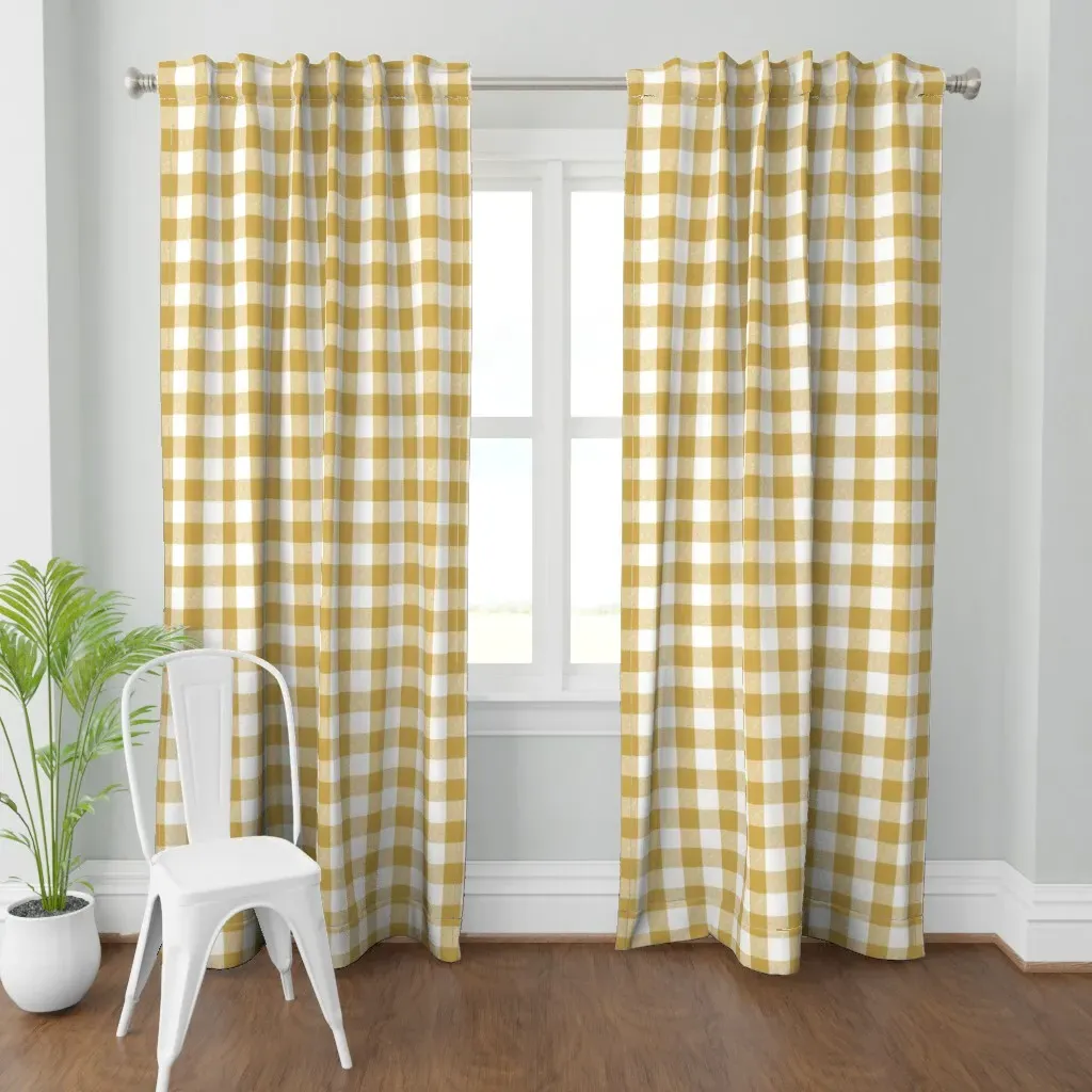 Buffalo Check Curtain Panel - Mustard Yellow product