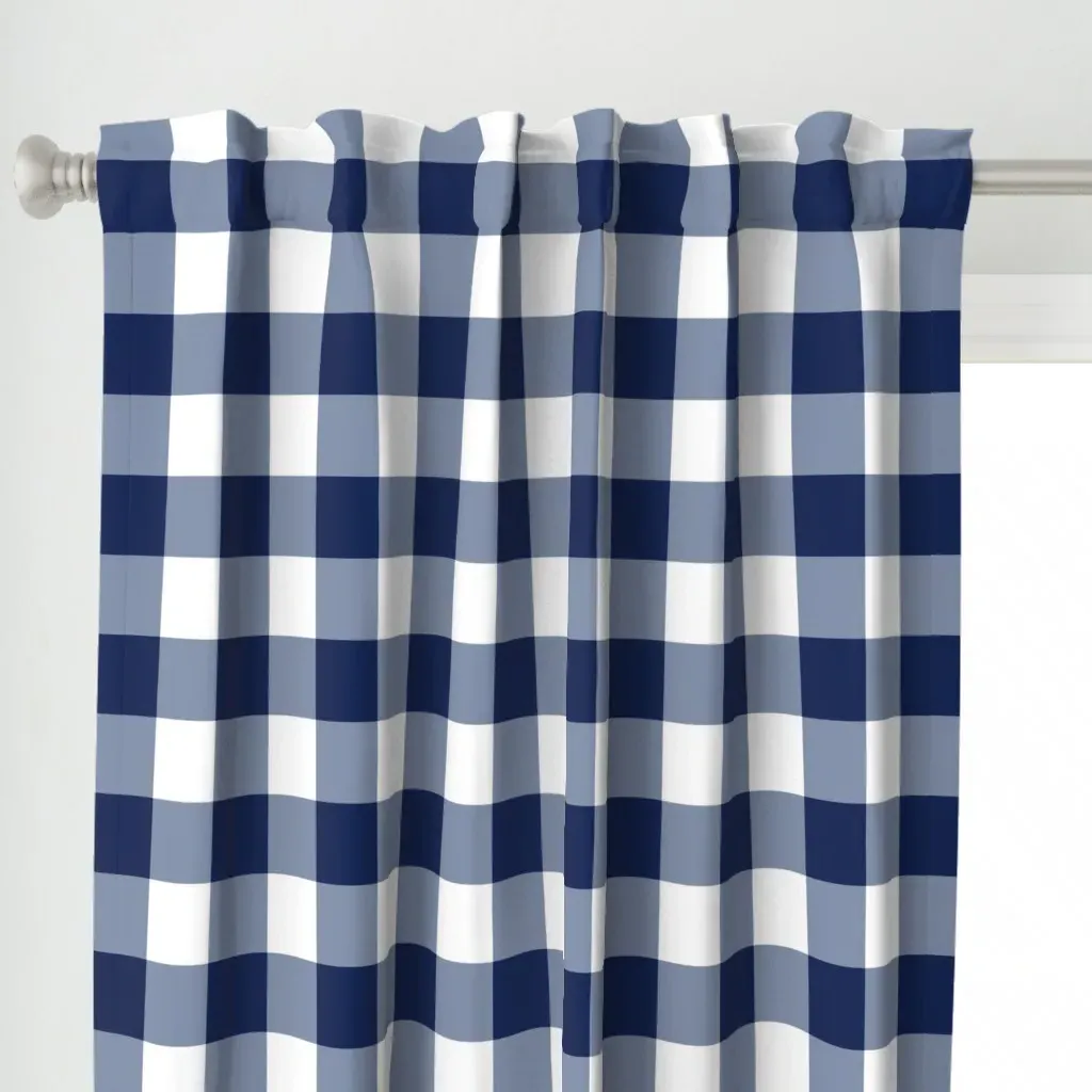 Buffalo Check Curtain Panel - Navy Blue alternate view