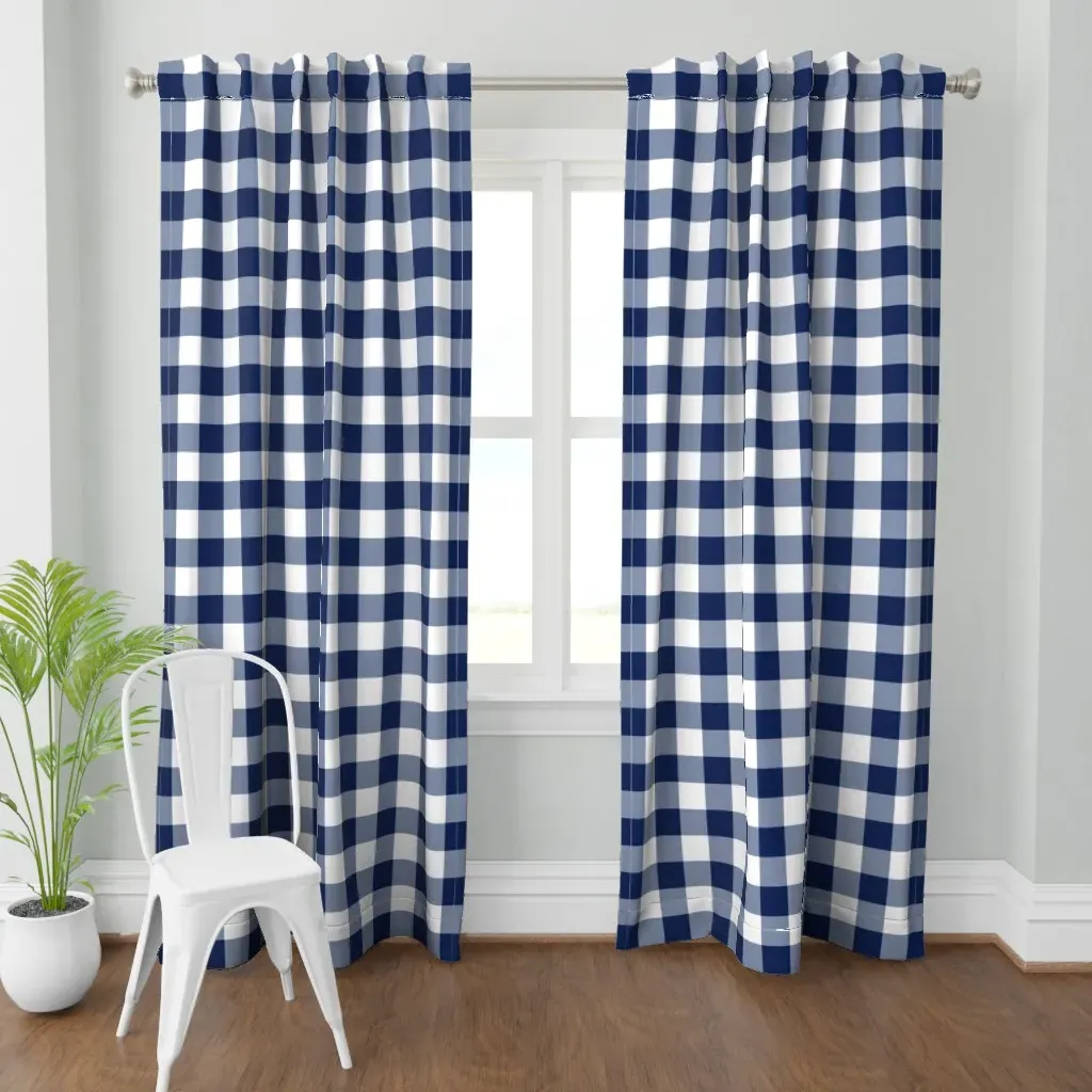 Buffalo Check Curtain Panel - Navy Blue product
