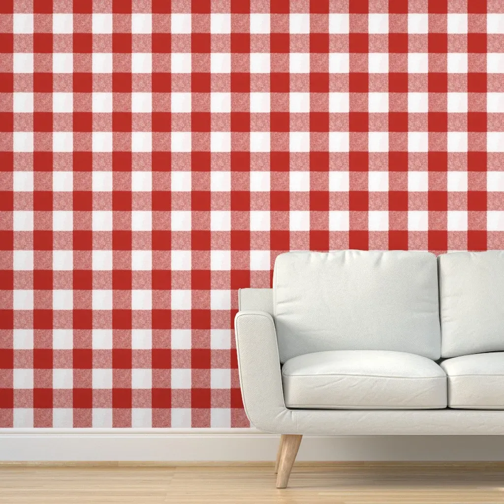 Buffalo Check Peel and Stick Wallpaper - Red, White product