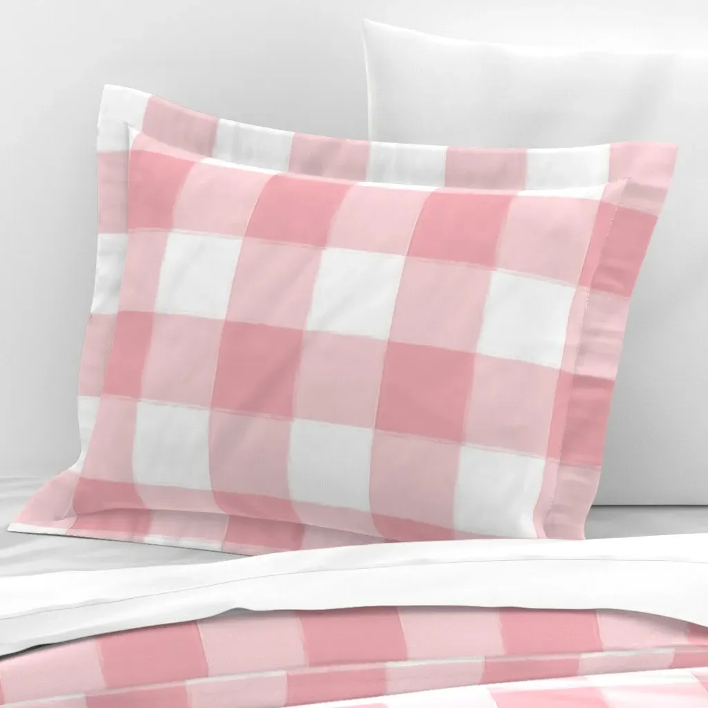 Buffalo Check Plaid Standard Flanged Cushion Cover - Pink, Cotton Sateen product