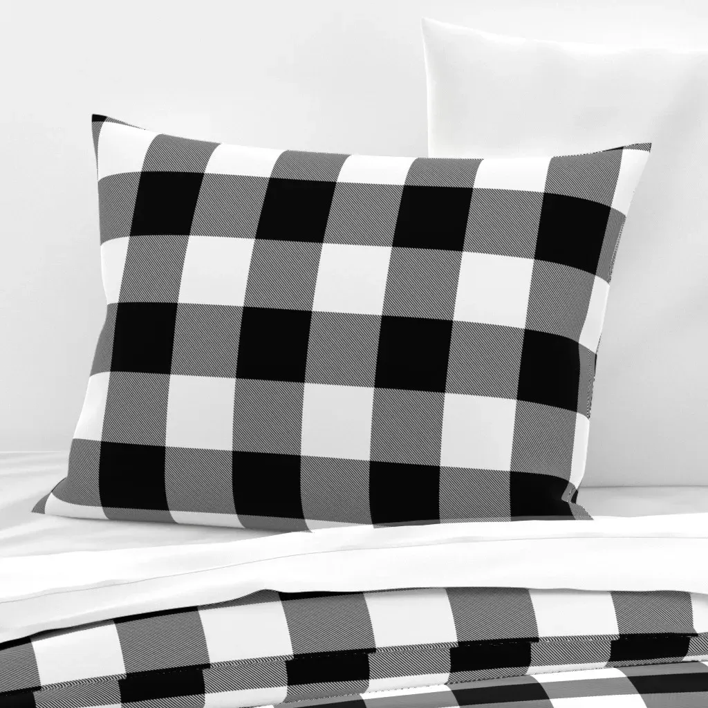 Buffalo Check Standard Knife Edge Pillow - Black, Cotton Sateen product