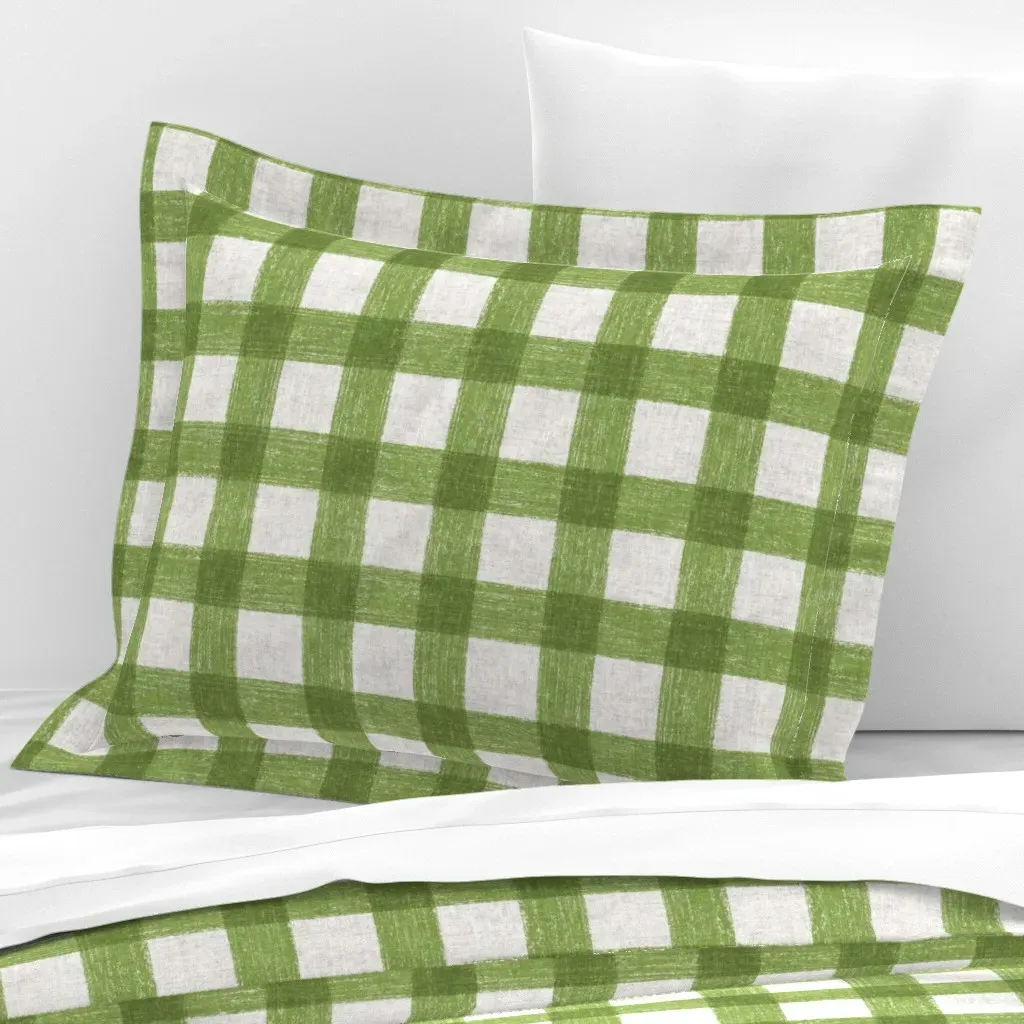 Buffalo Gingham Check Standard Flanged Cushion Cover - Sage Green, Cotton Sateen product