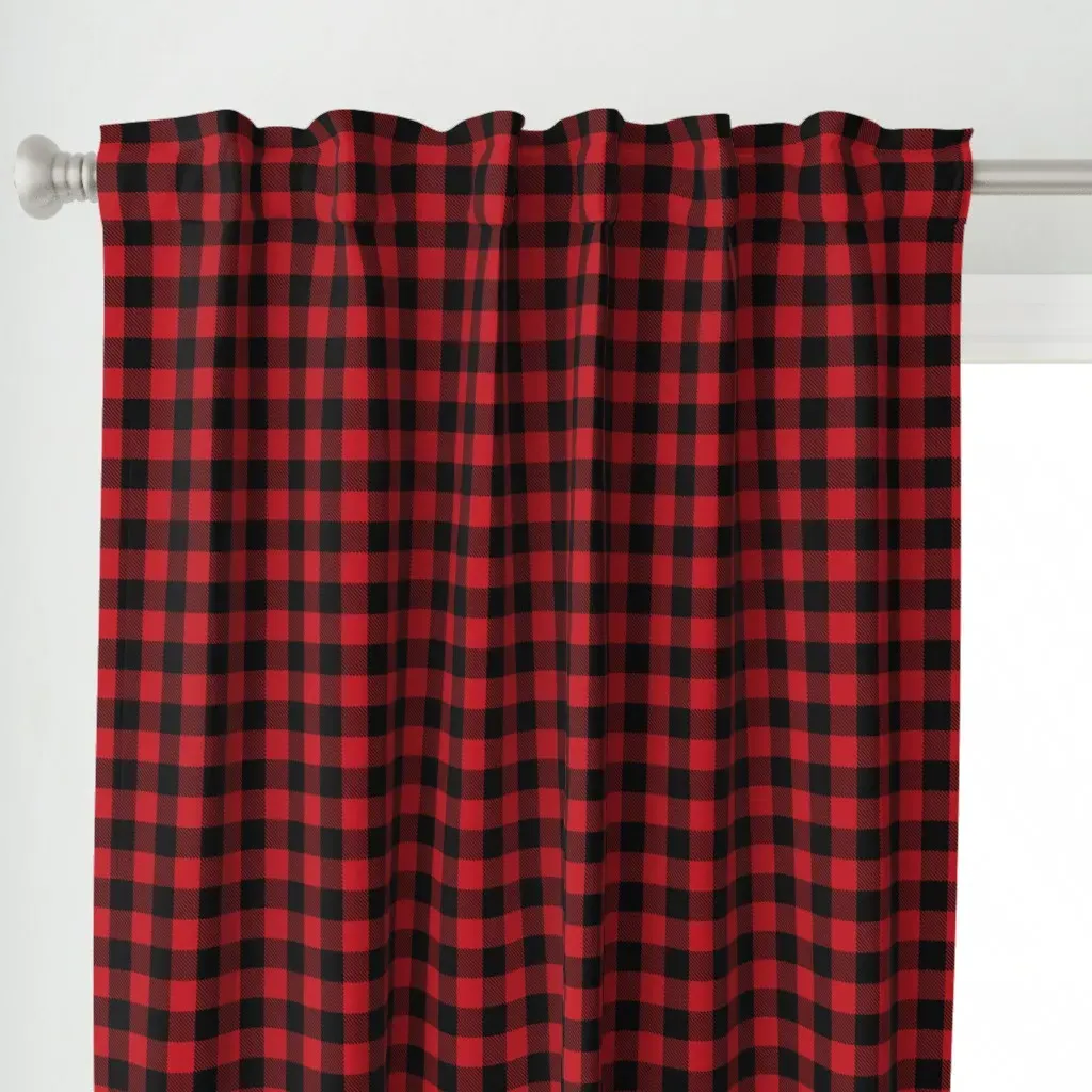 Buffalo Plaid Curtain Panel - Red, Black alternate view