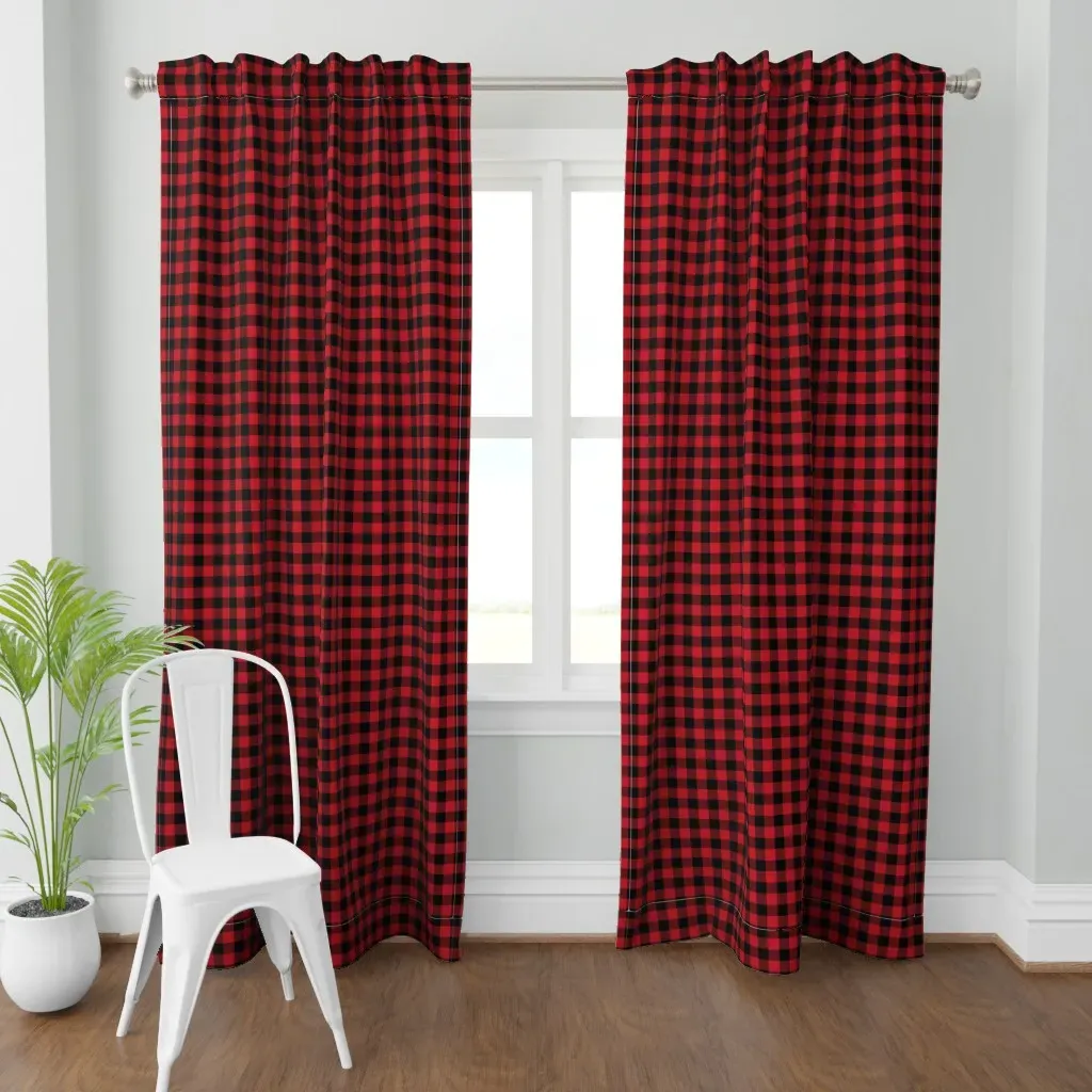 Buffalo Plaid Curtain Panel - Red, Black product