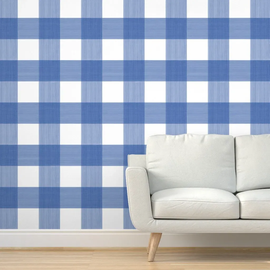 Buffalo Plaid Peel and Stick Wallpaper - Cobalt Blue, White product