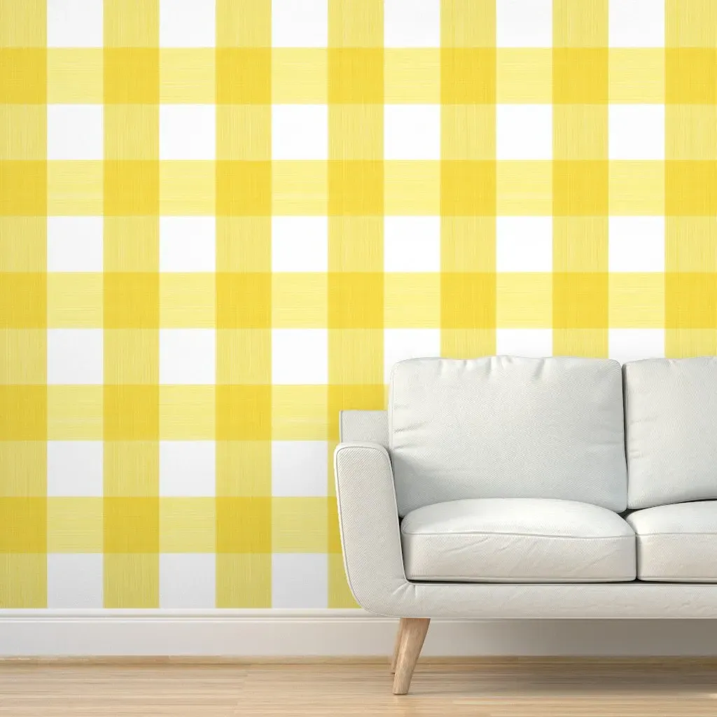 Buffalo Plaid Peel and Stick Wallpaper - Lemon Yellow product