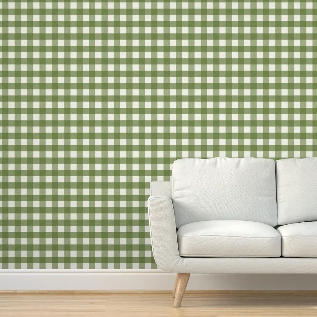 Buffalo Plaid Peel and Stick Wallpaper - Olive, Cream product